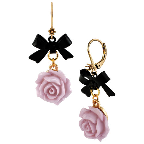 Boucles d'oreilles suspendues à fleur et boucle Basics de Betsey Johnson