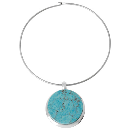 Collier à fil et pendentif à turquoise ronde semi-précieuse Basics de Robert Lee Morris