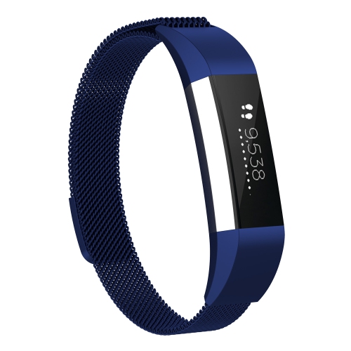 Image 1 de 4.. Bracelet en acier inoxydable maillé milanais de StrapsCo pour Apple Ace de Fitbit - Bleu