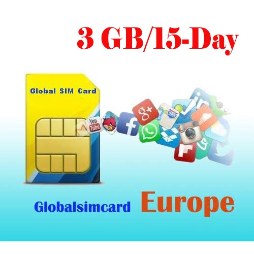 Image 1 of 1.. EUROPE 37 COUNTRIES Prepaid DATA Roaming SIM Card 15 Days Unlimited Data（3GB at 4G/LTE High Speed) Data Only