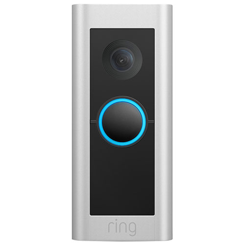 Image 1 de 9.. Sonnette vidéo avec fil Wi-Fi Pro de Ring - Nickel satiné
