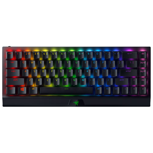 Image 1 de 5.. Clavier de jeu sans fil mécanique rétroéclairé à touches vertes Bluetooth BlackWidow V3 Mini HyperSpeed de Razer - Anglais