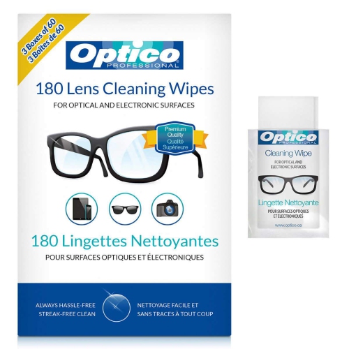 Image 1 de 5.. Paquet de 180 lingettes de nettoyage Optico Professional pour surfaces optiques et électroniques 3 x 60