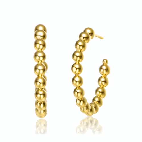 Image 1 de 3.. Boucles d'oreilles créoles ouvertes perles plaquées or 14k