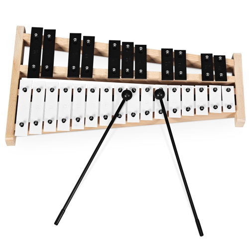 Image 1 of 5.. Topbuy 27-Note Foldable Glockenspiel Xylophone Instrument with 2 Rubber Mallets