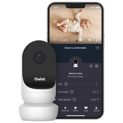 Image 1 of 8.. Owlet Cam 2 Smart Video Baby Monitor with Room Temperature Sensor - White