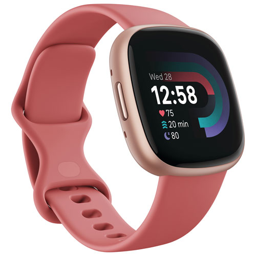 Image 1 de 4.. Montre intelligente Versa 4 de Fitbit avec Fitbit Premium et moniteur de fréquence cardiaque - Sable rose