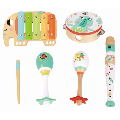 Image 1 of 9.. TOOKYLAND Musical Instrument Play Set - 6pcs - Toy Percussion and Recorder, Ages 18m+