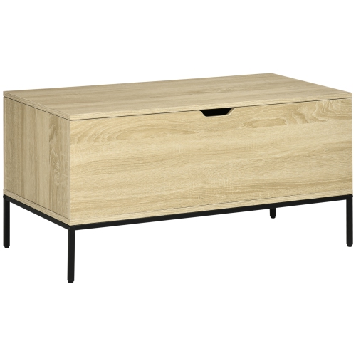 Image 1 of 9.. HOMCOM Storage Bench, Lift Top Storage Chest, Shoe Bench with Safety Hinges and Steel Legs, Storage Trunk for Bedroom, Entryway, 35.4x17.7x17.7