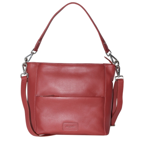 Image 1 de 6.. Club Rochelier – Grand sac besace en cuir avec poche à plusieurs fermetures à glissière pour femmes, rouge