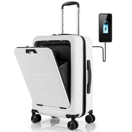 Image 1 de 10.. Bagage de cabine rigide 20 po TSA de Costway avec pochette avant et port USB