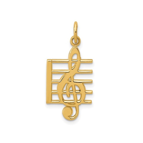 Image 1 de 5.. Pendentif en forme de note musicale, or jaune 10K K