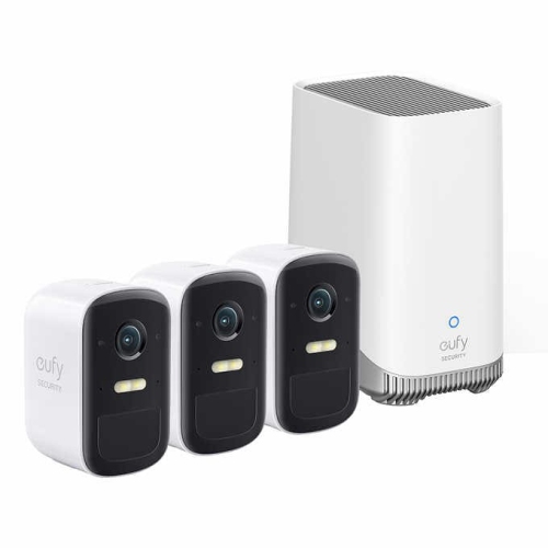 Image 1 of 1.. Open Box - eufy eufyCam 2C Pro Wireless Security System with 3 2K Cameras and HomeBase 3 - White