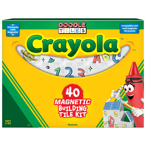 Image 1 of 8.. Crayola Doodle Washable Magnetic Building Tile Construction Set - 40-Piece