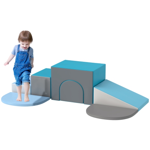 Image 1 de 9.. Qaba – Jeu souple de 7 pièces, blocs d'escalade en mousse pour tout-petits, jouets éducatifs pour enfants à ramper, ensemble de jeu en mousse pour