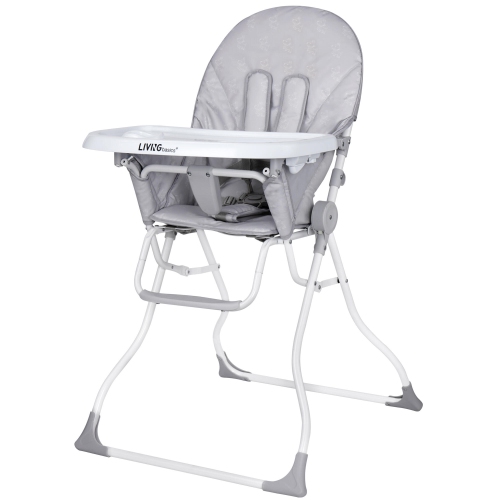 Image 1 de 10.. Chaise haute pour bébé, siège rehausseur portatif pliable pour manger avec plateau réglable pour bébés et tout-petits, gris