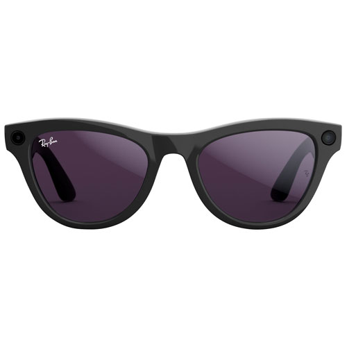 Image 1 of 23.. Ray-Ban | Meta Skyler Glasses with AI, Photo, Video, Audio & Messaging - Shiny Black/Clear to Amethyst Transitions