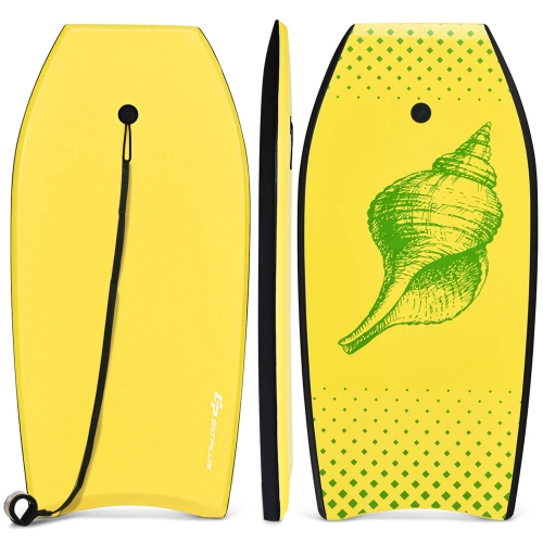 Image 1 de 9.. Planche de surf de surf horizontal super légère de 37 po de Goplus avec courroie EPS Core Boarding IXPE jaune