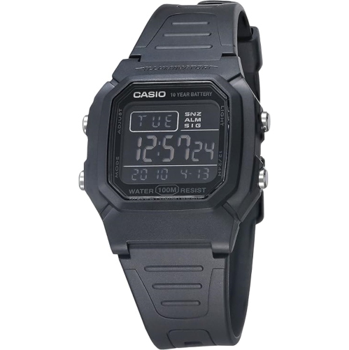 Image 1 de 1.. Casio – Montre à quartz pour hommes avec bracelet en résine, noir, 17