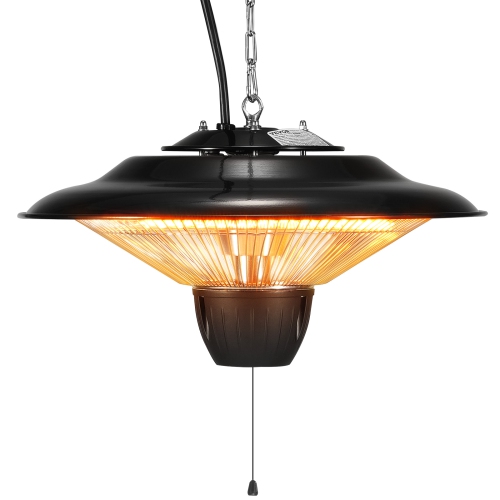 Image 1 de 9.. VEVOR 1500W Hanging Patio Heater, Electric Space Infrared, IP34 Protection Ceiling Heater with 23.6 inch Pull Cord & 20 inch Adjustable Chain, for