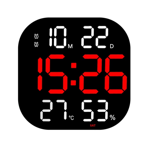 Image 1 de 4.. Horloge murale numérique sans fil - grand écran LED, avec télécommande, capteur de température et d'humidité, adapté aux personnes âgées