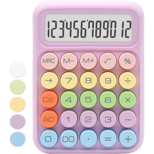 Image 1 of 4.. Calculator - Color, 12-digit display and large buttons, perfect for office and school