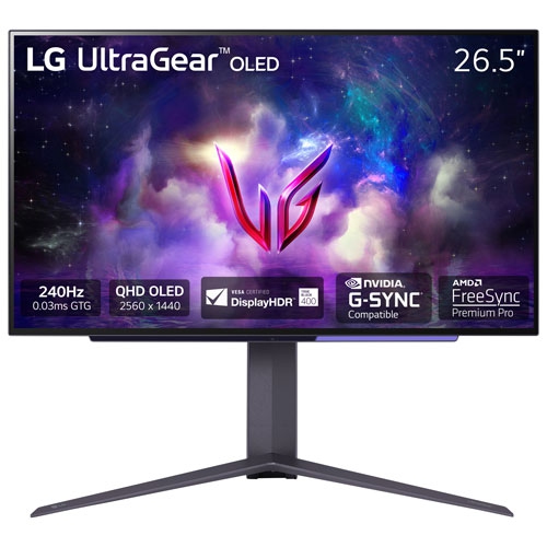 Image 1 de 2.. Remis à neuf - Moniteur de jeu LED OLED 0,03&nbsp;ms 240&nbsp;Hz 27&nbsp;po UltraGear de LG (27GS95QE-B) - Noir