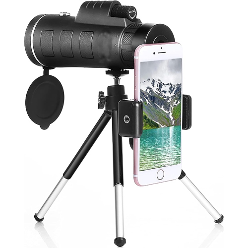 Image 1 de 6.. Télescope monoculaire 40X60 à zoom HD Jumelles monoculaire avec support pour téléphone intelligent et trépied Télescope compact à vision nocturne
