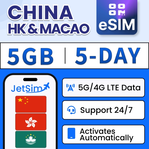 Image 1 of 6.. China SIM Card QR Code, 5GB 5G/4G LTE High-Speed Data, Works in Mainland China, Hong Kong, & Macau, Access to Apps & Google