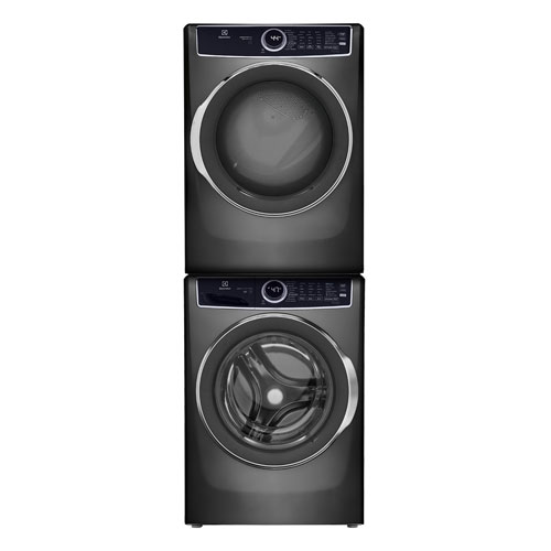 Image 1 de 1.. Laveuse à vapeur à chargement frontal 5,2 pi³ et sécheuse électrique à vapeur 8 pi³ d'Electrolux avec ensemble de superposition - Gris